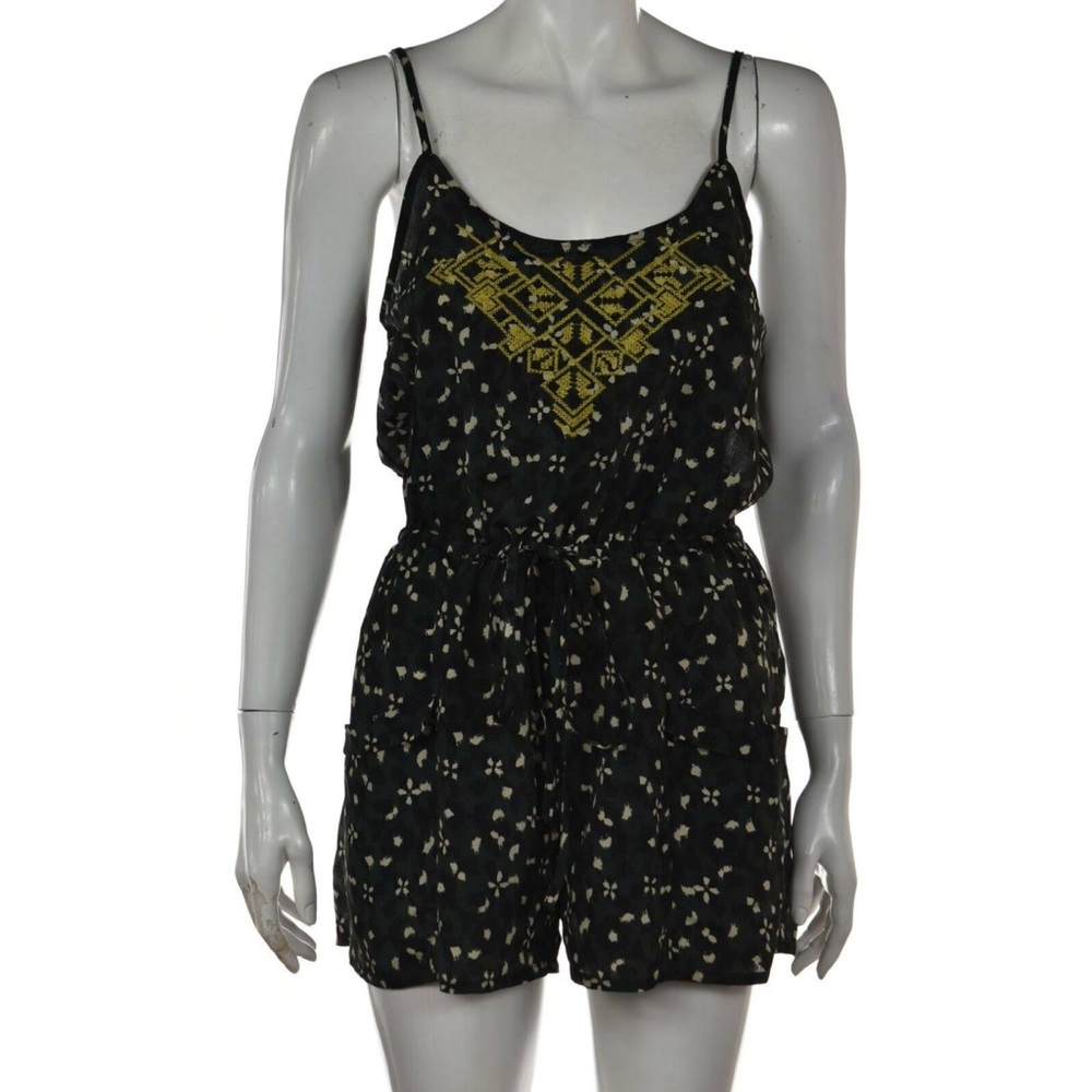 Ecote Dark Green Floral Romper
